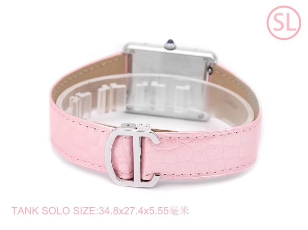 Cartier tank quartz watch diamond medium crocodile leather W6200003 pink