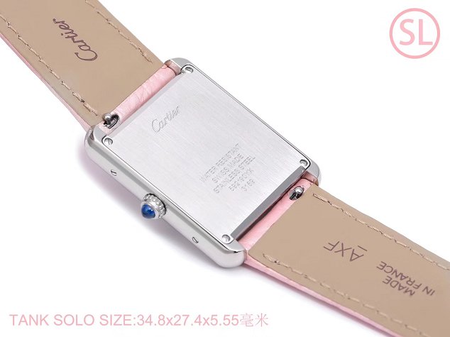 Cartier tank quartz watch diamond medium crocodile leather W6200003 pink