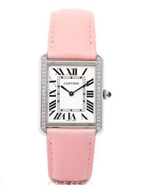 Cartier tank quartz watch diamond medium togo leather WSTA0129 pink