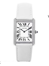 Cartier tank quartz watch diamond medium togo leather WSTA0129 white