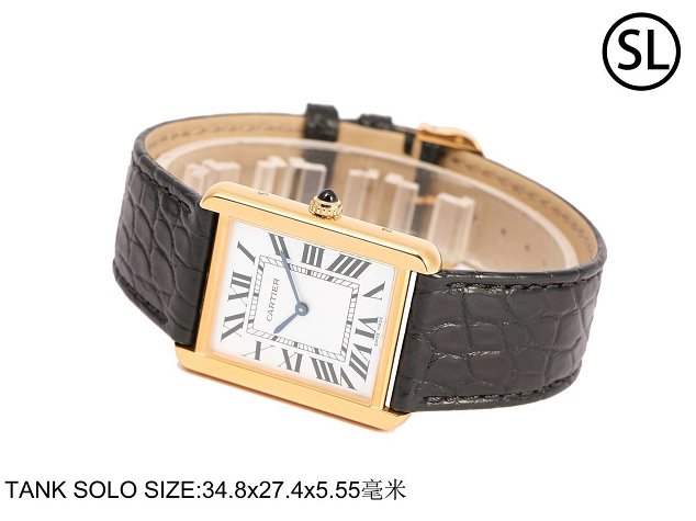 Cartier tank quartz watch medium crocodile leather WA520300 black