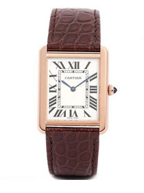 Cartier tank quartz watch medium crocodile leather WA520300 coffee