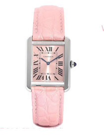 Cartier tank quartz watch medium crocodile leather WA520314 pink