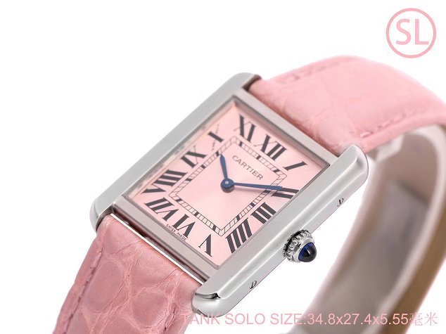 Cartier tank quartz watch medium crocodile leather WA520314 pink