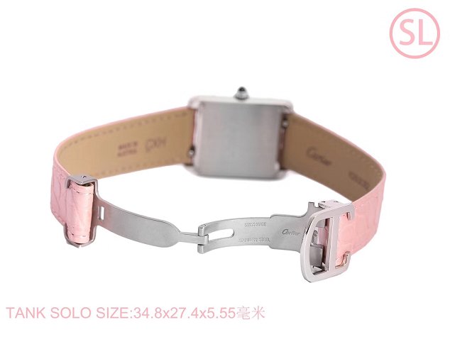 Cartier tank quartz watch medium crocodile leather WA520314 pink