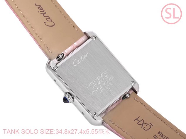 Cartier tank quartz watch medium crocodile leather WA520314 pink