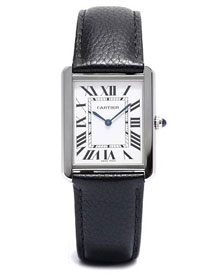 Cartier tank quartz watch medium togo leather WSTA0028 black