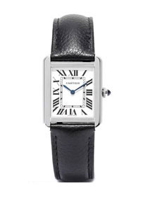 Cartier tank quartz watch small togo leather WSTA0030 black