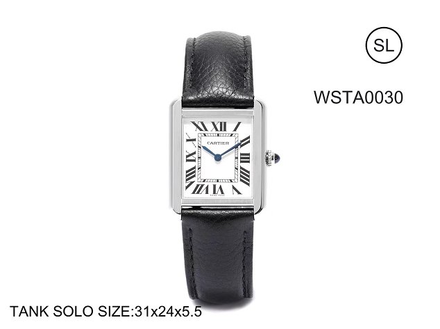 Cartier tank quartz watch small togo leather WSTA0030 black
