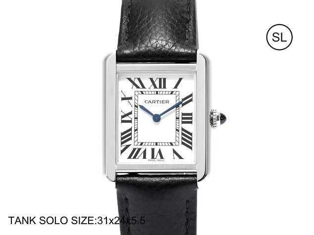 Cartier tank quartz watch small togo leather WSTA0030 black