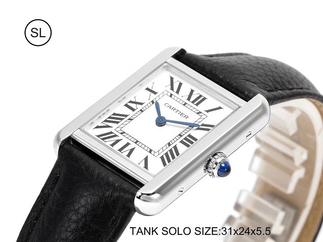 Cartier tank quartz watch small togo leather WSTA0030 black