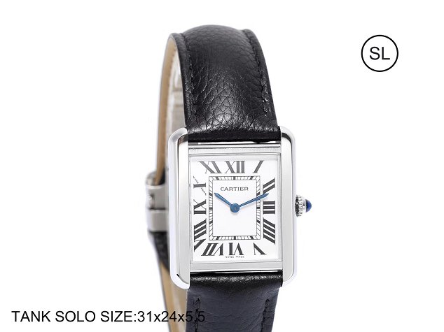Cartier tank quartz watch small togo leather WSTA0030 black