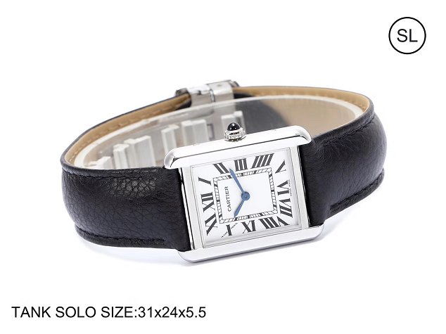 Cartier tank quartz watch small togo leather WSTA0030 black