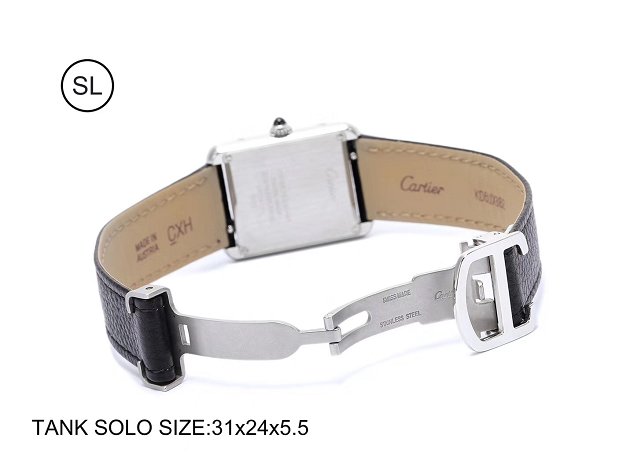 Cartier tank quartz watch small togo leather WSTA0030 black