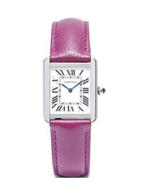 Cartier tank quartz watch small togo leather WSTA0030 purple