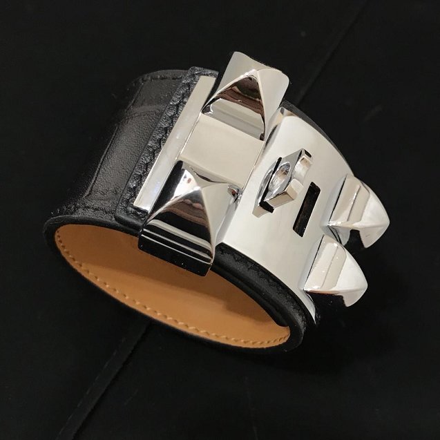 Herems crocodile leather CDC bracelet H109025 black