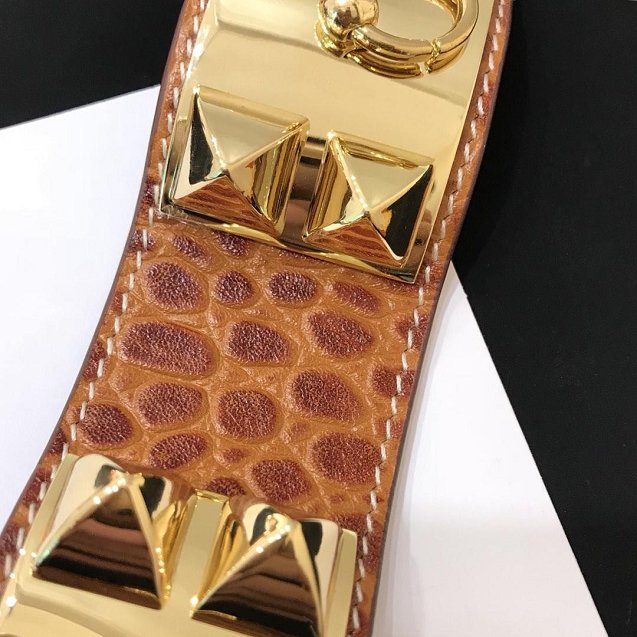 Herems crocodile leather CDC bracelet H109025 coffee