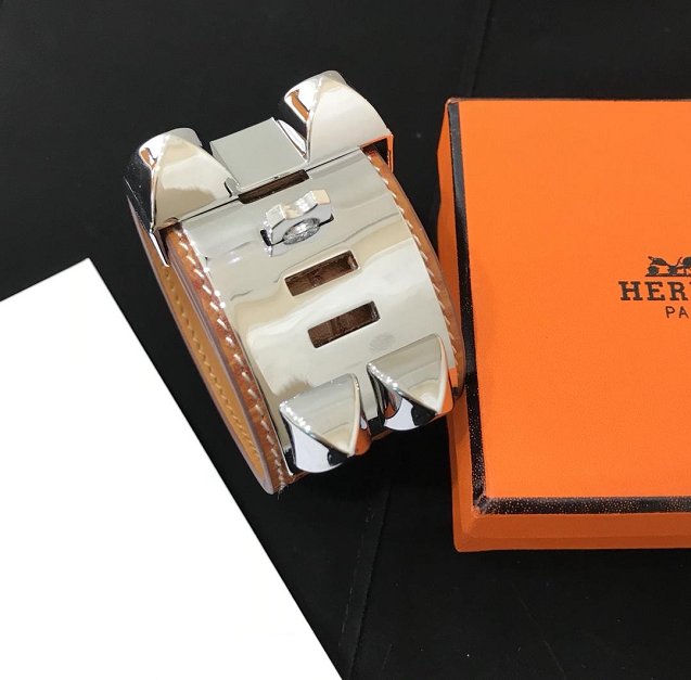 Herems crocodile leather CDC bracelet H109025 coffee