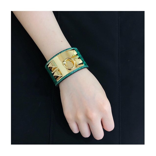 Herems crocodile leather CDC bracelet H109025 green