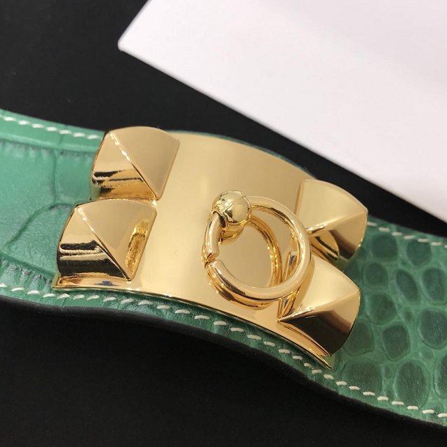 Herems crocodile leather CDC bracelet H109025 green