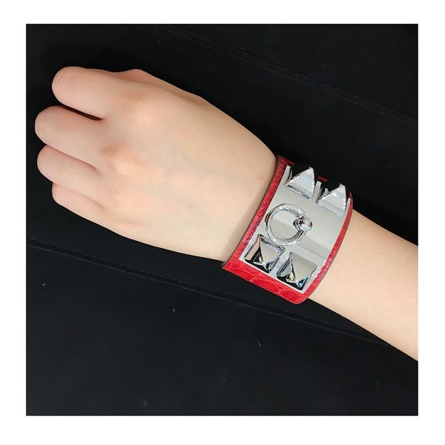 Herems crocodile leather CDC bracelet H109025 red