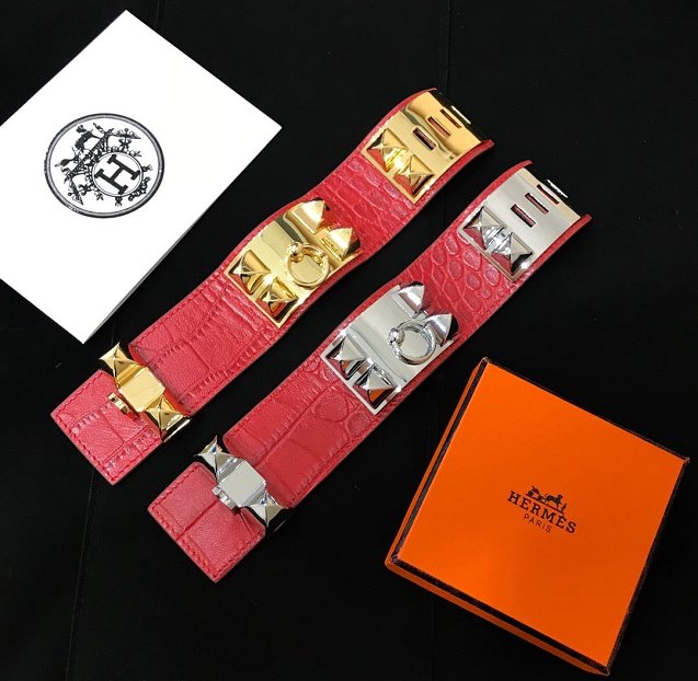 Herems crocodile leather CDC bracelet H109025 red