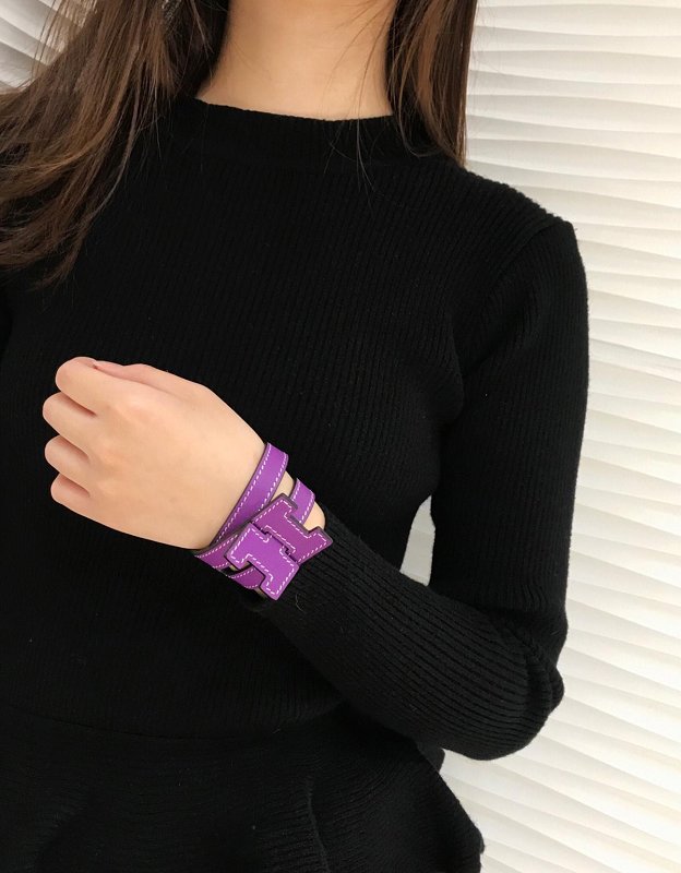 Herems togo leather Jet Lag Double Tour bracelet H074217 purple