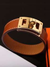 Herems togo leather kelly bracelet H109028 coffee