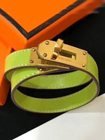 Hermes togo leather kelly double tour bracelet H064642 green