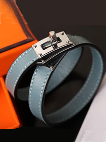 Hermes togo leather kelly double tour bracelet H064642 light blue