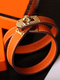 Hermes togo leather kelly double tour bracelet H064642 orange