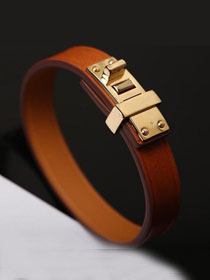Hermes mini dog  clous ronds bracelet H071679 coffee