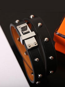 Hermes mini dog  double rour bracelet H071673 black