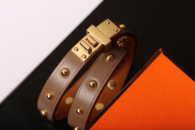 Hermes mini dog  double rour bracelet  H071673 coffee