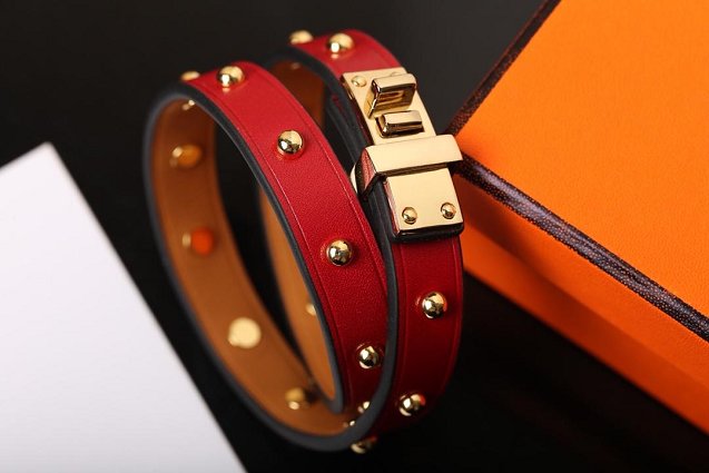 Hermes mini dog  double rour bracelet H071673 red