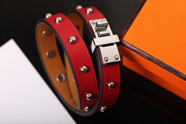 Hermes mini dog  double rour bracelet H071673 red