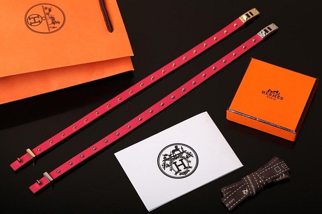 Hermes mini dog  double rour bracelet H071673 rose red