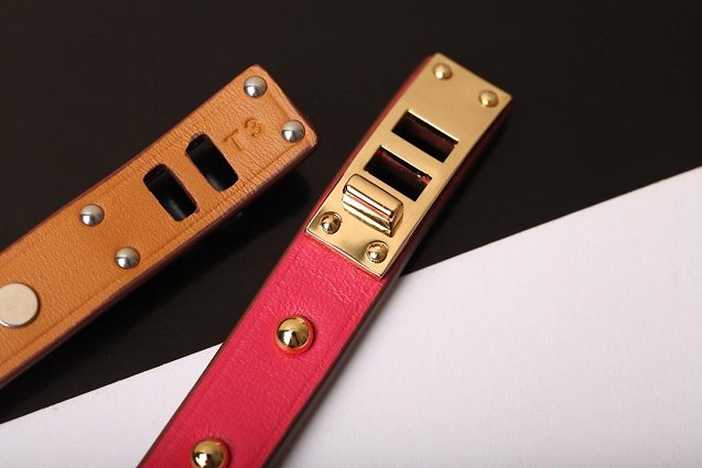 Hermes mini dog  double rour bracelet H071673 rose red