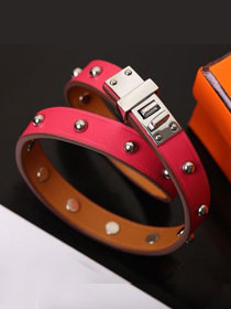 Hermes mini dog  double rour bracelet H071673 rose red