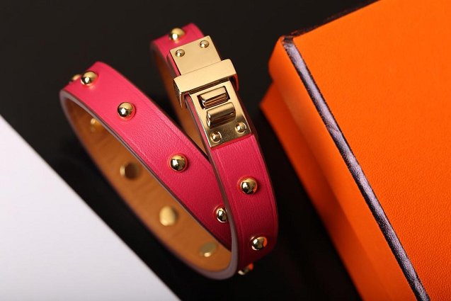 Hermes mini dog  double rour bracelet H071673 rose red