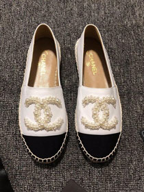  CC lambskin&pearl espadrilles G34431 white