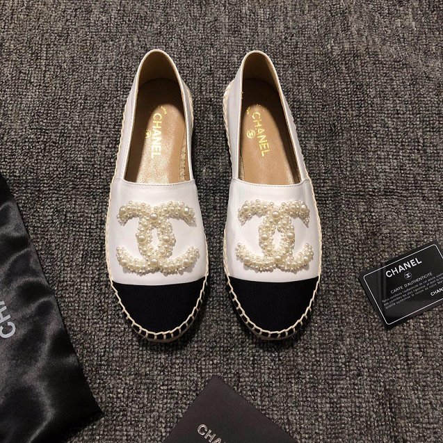  CC lambskin&pearl espadrilles G34431 white