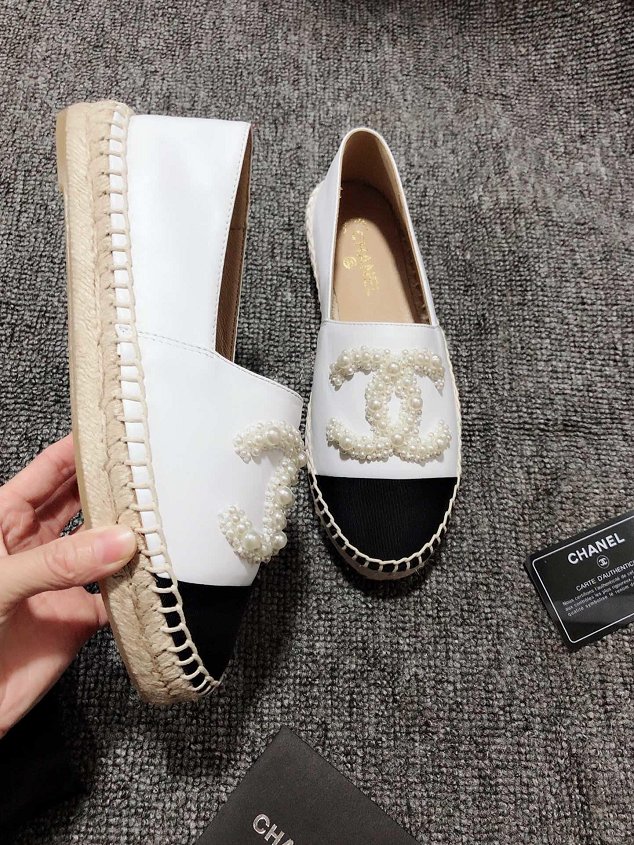  CC lambskin&pearl espadrilles G34431 white