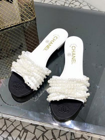 CC lambskin pearl mules G34684 white