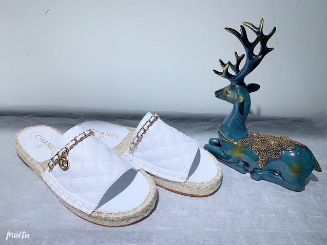 CC tweed calfskin mules G29760 white