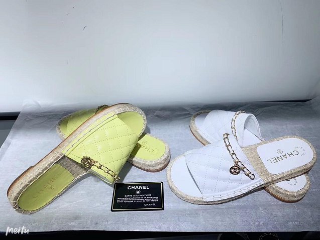 CC tweed calfskin mules G29760 white