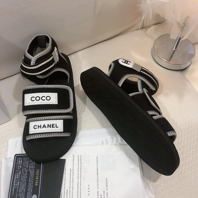 2019 CC fabric sandals G34727 black