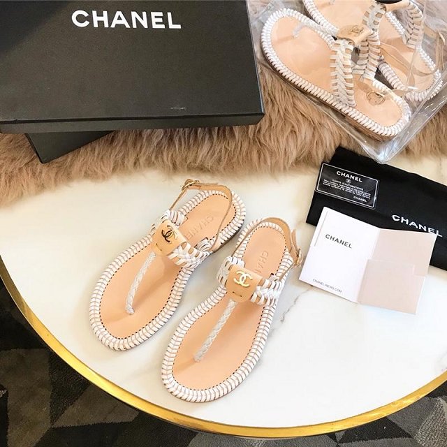 2019 CC lambskin sandals G34608 nude