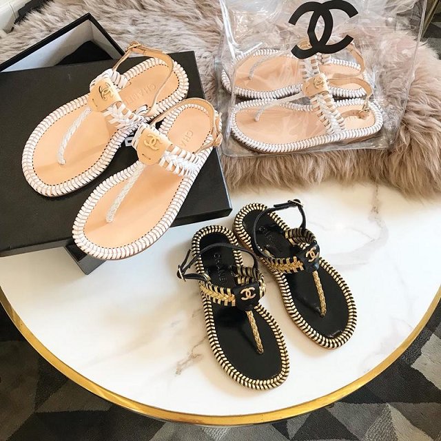 2019 CC lambskin sandals G34608 nude