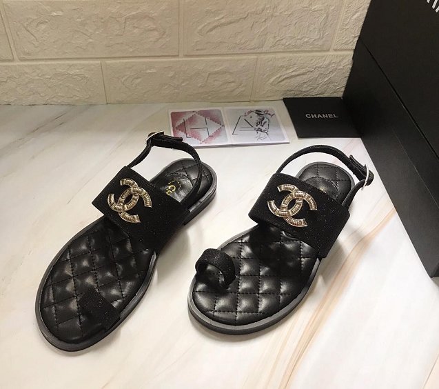 CC elastic&lambskin sandals G34625 black